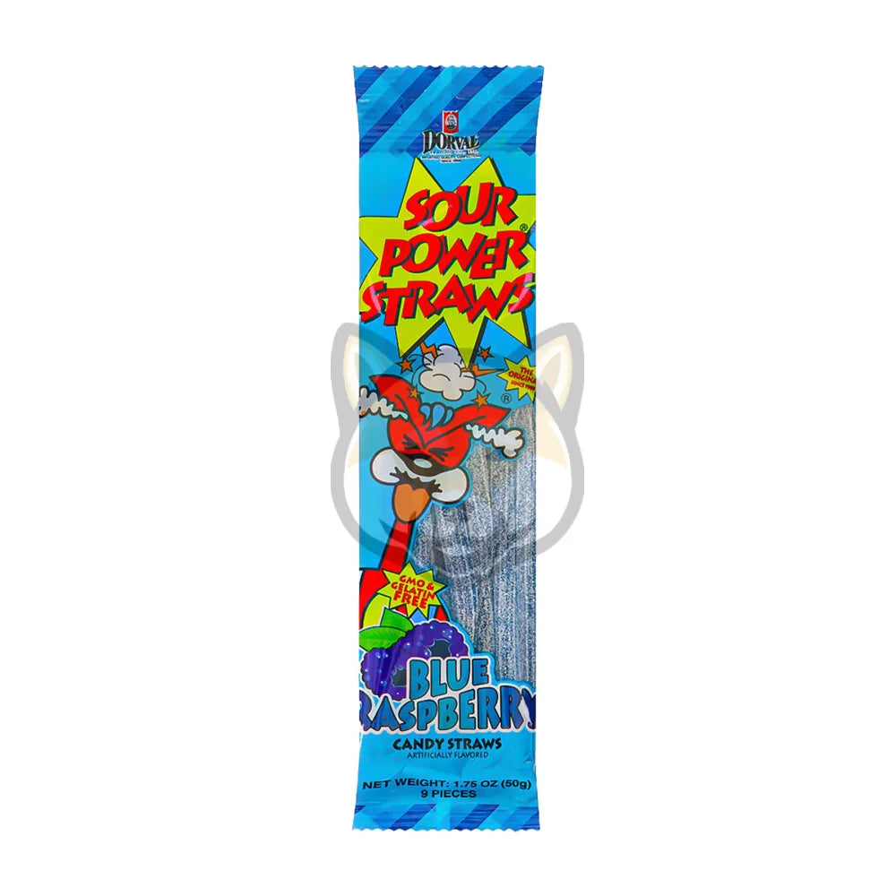 Dorval Sour Power Straws Blue Raspberry Candy (50G)