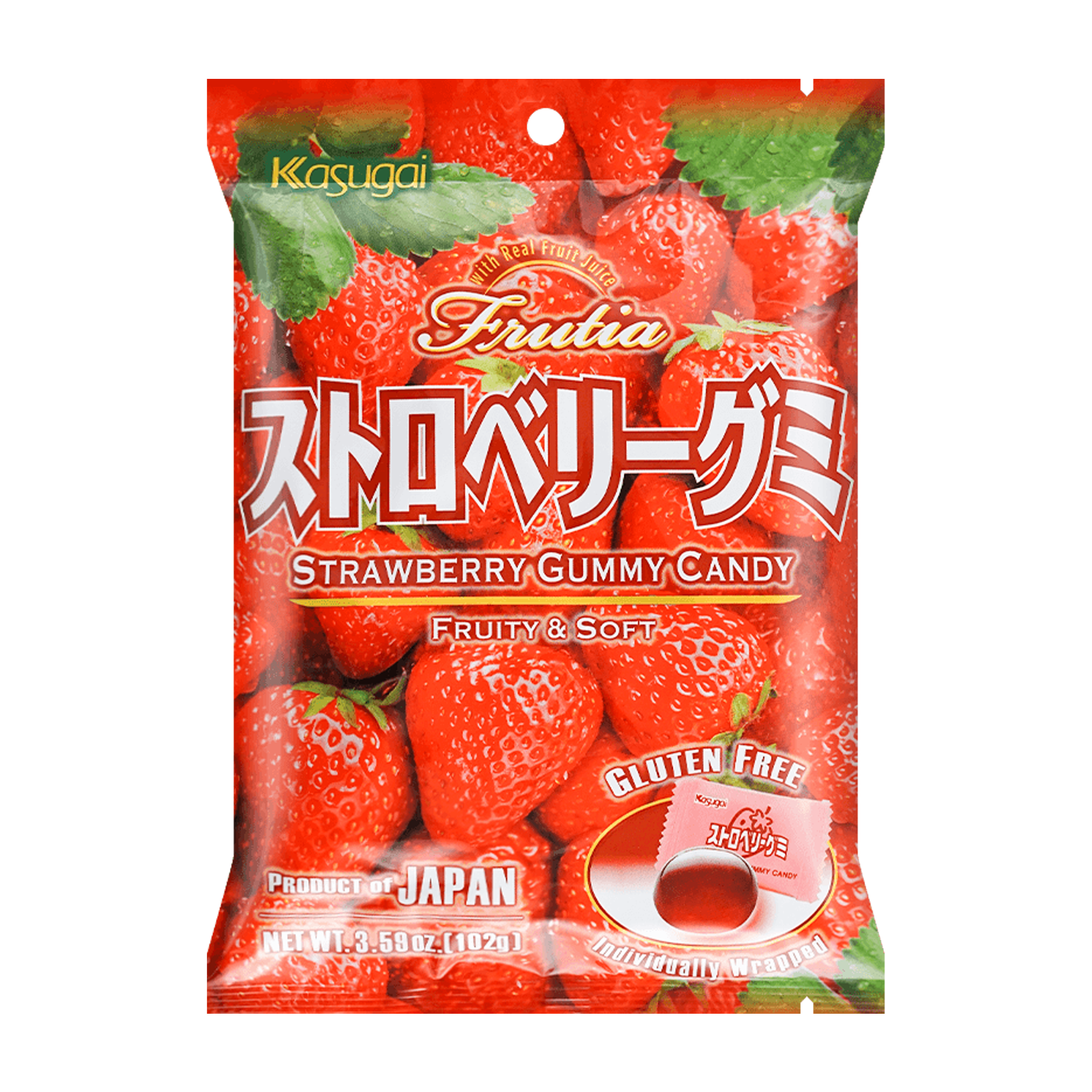 Kasugai Frutia Strawberry Gummy Candy (102G)