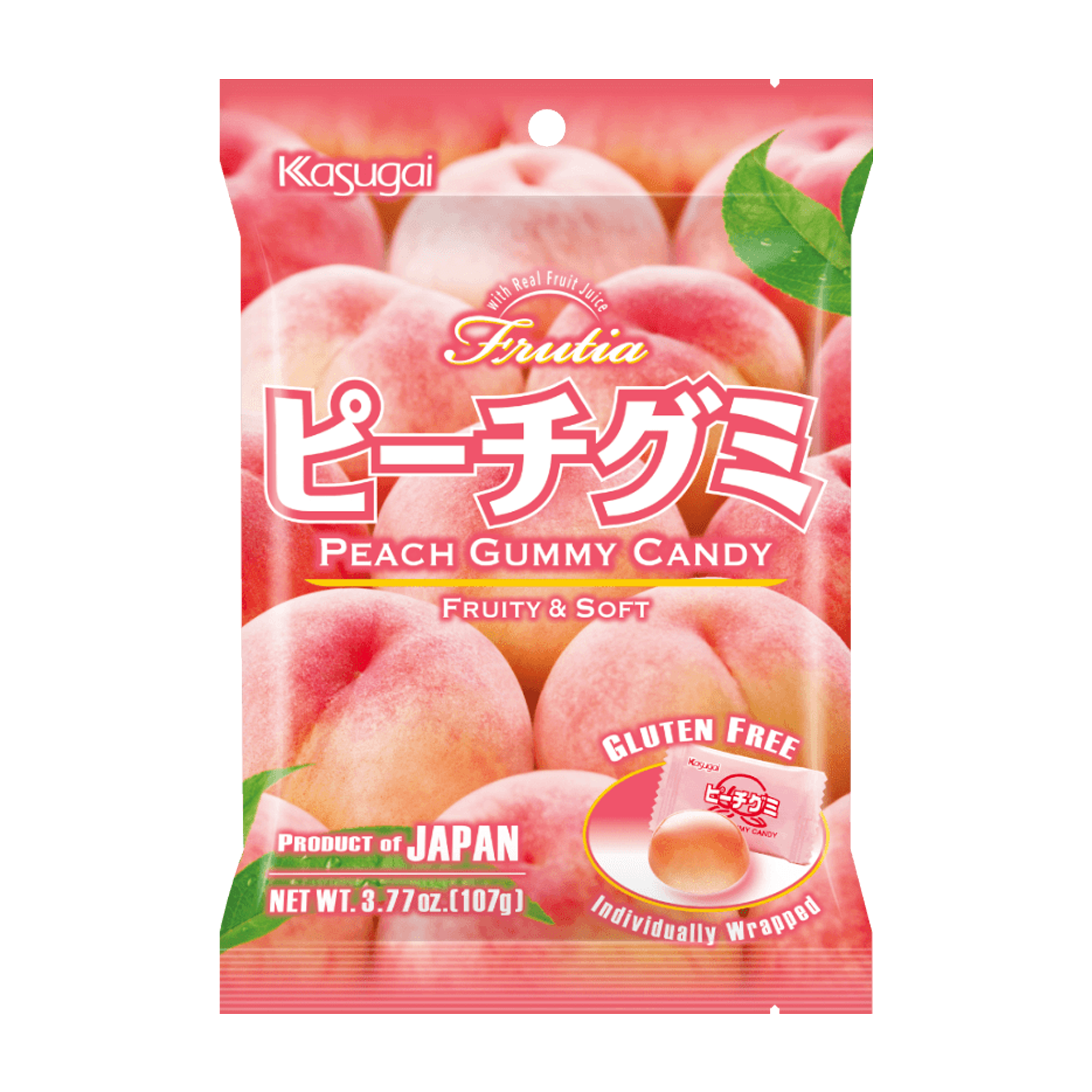 Kasugai Frutia Peach Gummy Candy (107G)